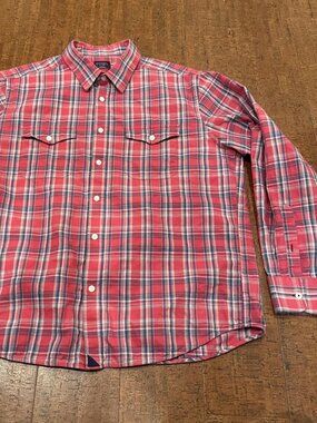 Untuckit Size XL Red Plaid Button Down Shirt Cotton
